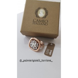 Anello Donna Cameo Italiano Fiori in argento 925% colore oro rosa