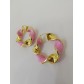 Orecchini donna cerchio modello spirale in argento 925% dorato con smalto fuxia