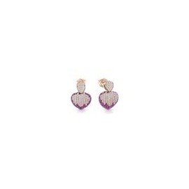 Orecchini Donna leggermente pendenti a Cuore in argento 925% colore oro rosa ref: OR054RR