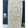 Collana Donna lunga con cammeo e perle in argento 925% dorato e cristalli bianchi ref-101711 CA-G fiore