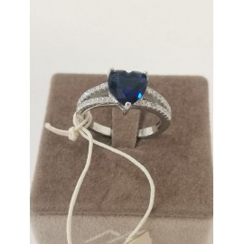 Anello Donna Fogi Silver 925% rodiato oro bianco con cuore blu Ref-BDA36/1/8C/14