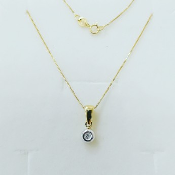 Collana Donna Punto Luce Cipollina piccola in oro giallo/bianco 750% con diamante ct 0.10 G VS