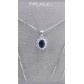 Collana donna pendente ovale in argento 925% rodiato oro bianco con zirconi