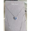 Collana Donna in Argento 925% con Ciondolo cuore in Zircone Azzurro