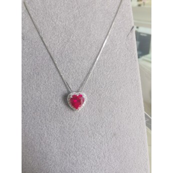 Collana Donna in Argento 925% con Ciondolo cuore in Zircone Azzurro