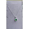 Collana Donna in Argento 925% con Ciondolo punto luce verde con zirconi bianchi