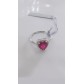 Anello Donna in Argento 925% con pietra zirconia centrale forma cuore di colore rosso