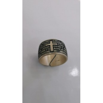 Anello uomo in argento 925% brunito con preghiera PADRE NOSTRO religioso