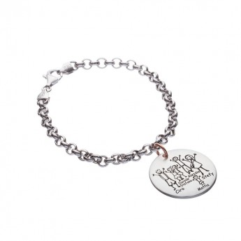 Bracciale Happy Family Con Ciondolo Medio Mm. 26 Personalizzabile Con I Tuoi Affetti - 1