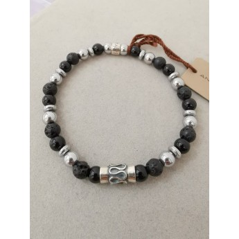 Bracciale Elastico Uomo/Donna Con Beads In Argento 925% E Pietre Dure - 1